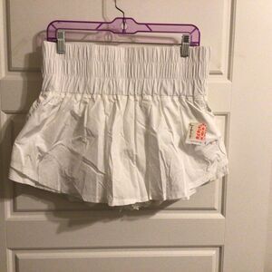 Free People Movement‎ Womens High Rise Elastic Waist Shorts White L
